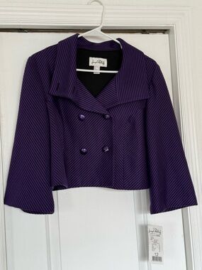 Joseph Ribkoff Purple Striped Cropped Double-Breasted Jacket